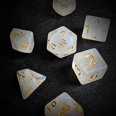 White Silk Acrylic - 7pcs RPG Full Dice Set Scatter